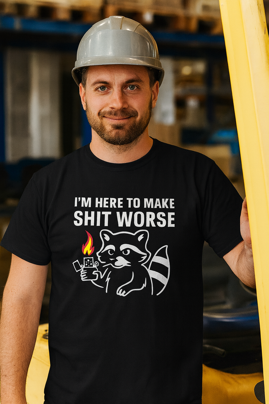 Sarcastic Raccoon Shirt – “I’m Here to Make Sht Worse” – Funny Work Tee for Chaos Agents*