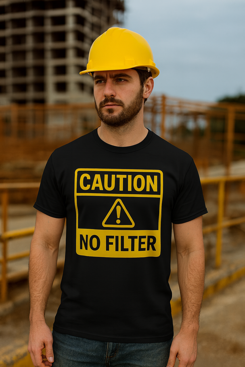 CAUTION NO FILTER - The Shirt That Warns People Before You Ruin Their Day - Funny Warning Graphic T-Shirt