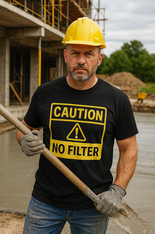 CAUTION NO FILTER - The Shirt That Warns People Before You Ruin Their Day - Funny Warning Graphic T-Shirt