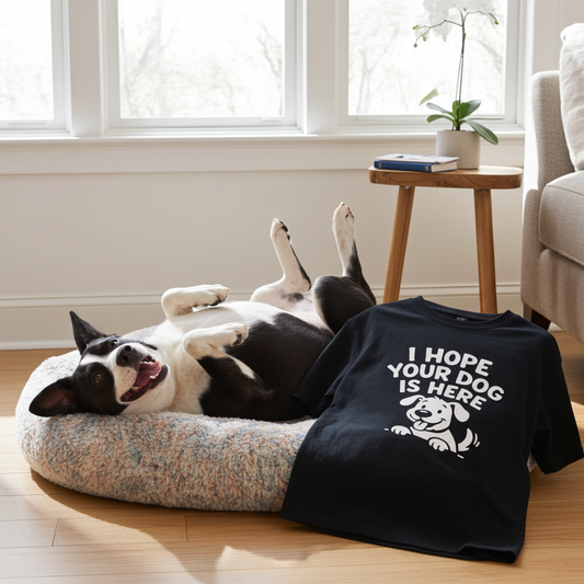 I Hope Your Dog Is Here Funny Dog Lover T-Shirt – Unisex Black Graphic Tee