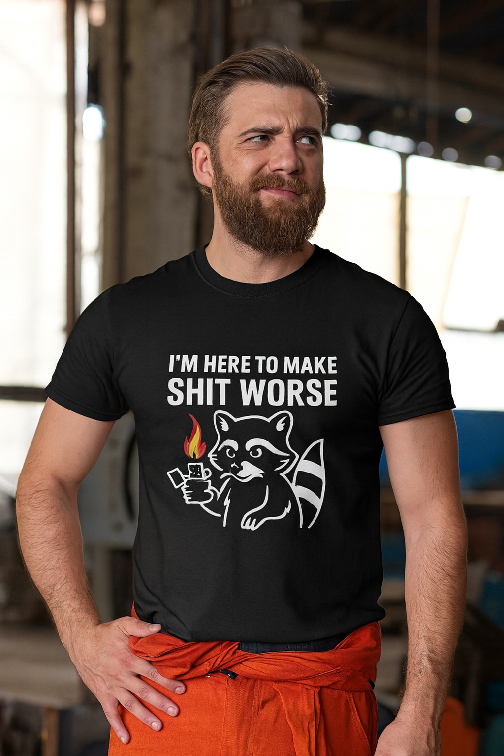 Sarcastic Raccoon Shirt – “I’m Here to Make Sht Worse” – Funny Work Tee for Chaos Agents*