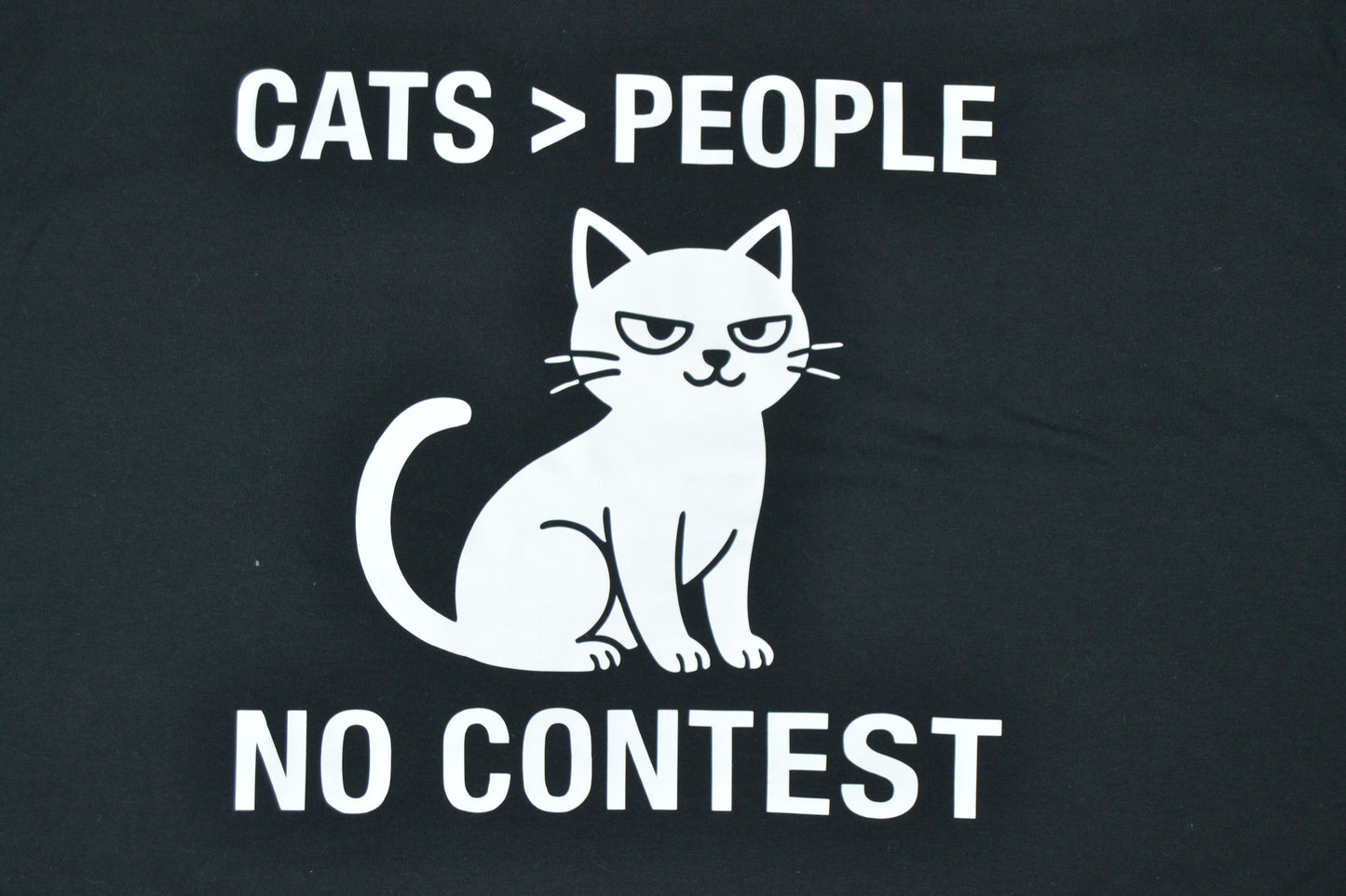 Funny Cats > People T-Shirt – “Cats vs People, No Contest” – Cat Lover Tee – Pet Humor Shirt