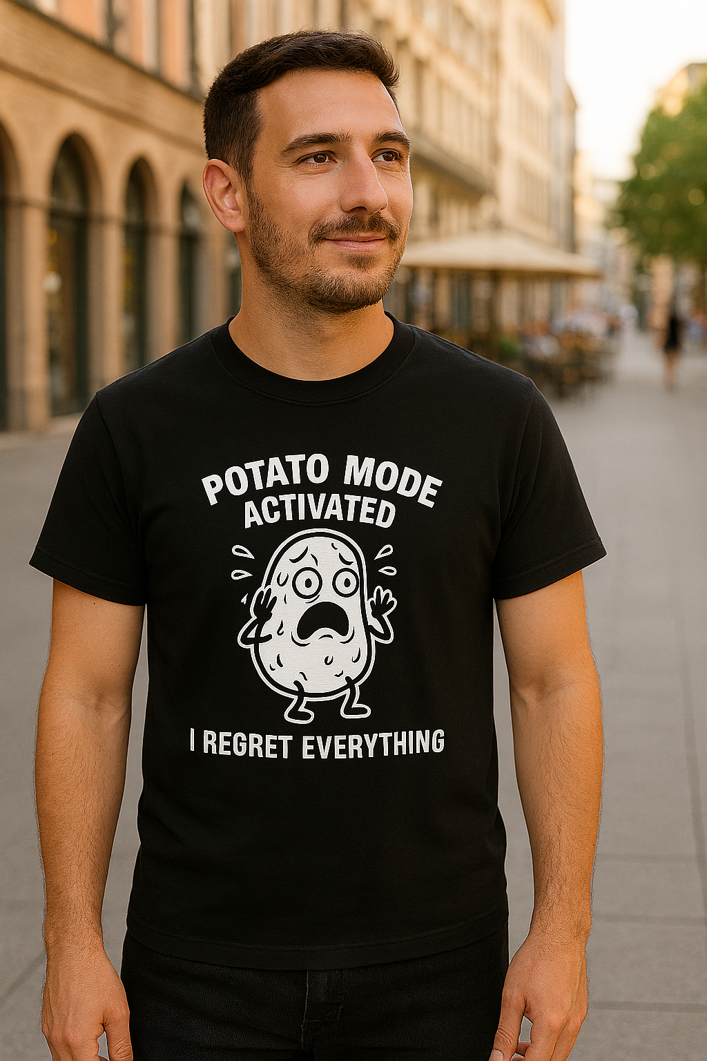 Potato Mode Activated - I Regret Everything - Panic Potato - t-shirt