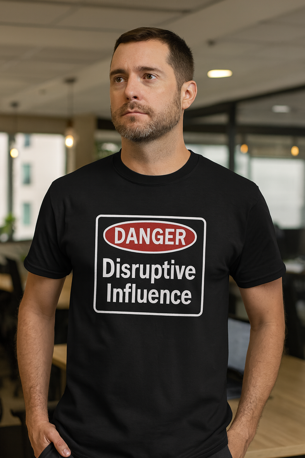 Disruptive Influence Shirt – Funny Warning Sign Tee – Sarcastic Dark Humor Graphic T‑Shirt