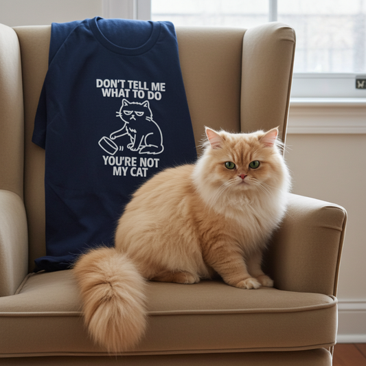 Funny Cat Attitude T-Shirt – “Don’t Tell Me What to Do, You’re Not My Cat” – Pet Humor Tee – Cat Lover Gift