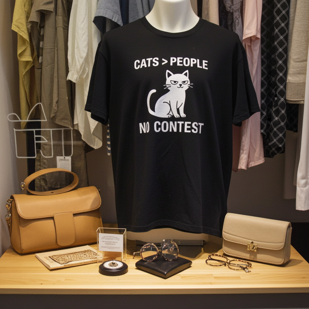 Funny Cats > People T-Shirt – “Cats vs People, No Contest” – Cat Lover Tee – Pet Humor Shirt