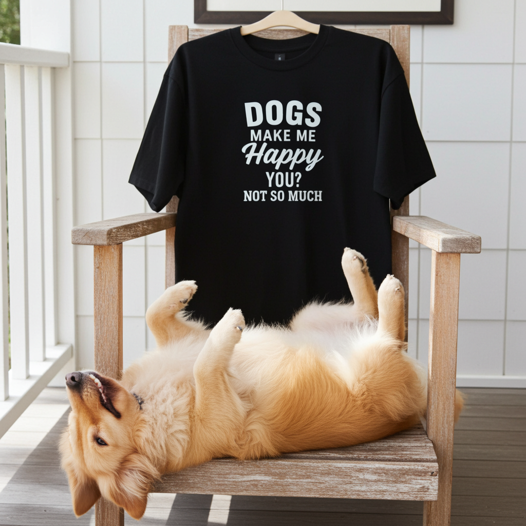 Funny Dog Lover T-Shirt – “Dogs Make Me Happy. You, Not So Much.” – Pet Humor Tee – Dog Mom/Dad Shirt