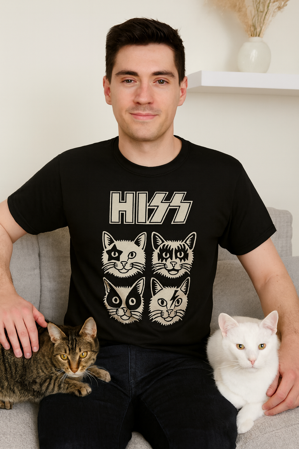 HISS Cat Band Parody T-Shirt – Funny Rock Music Tee for Cat Lovers & KISS Fans