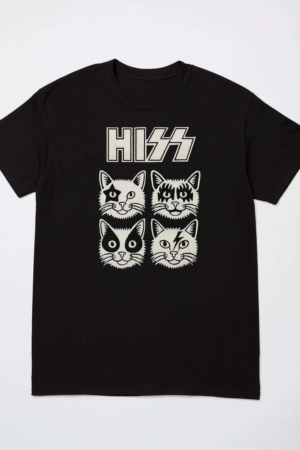 HISS Cat Band Parody T-Shirt – Funny Rock Music Tee for Cat Lovers & KISS Fans