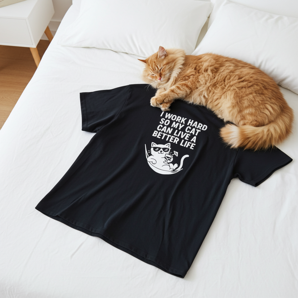 I work hard so my cat can live a better life