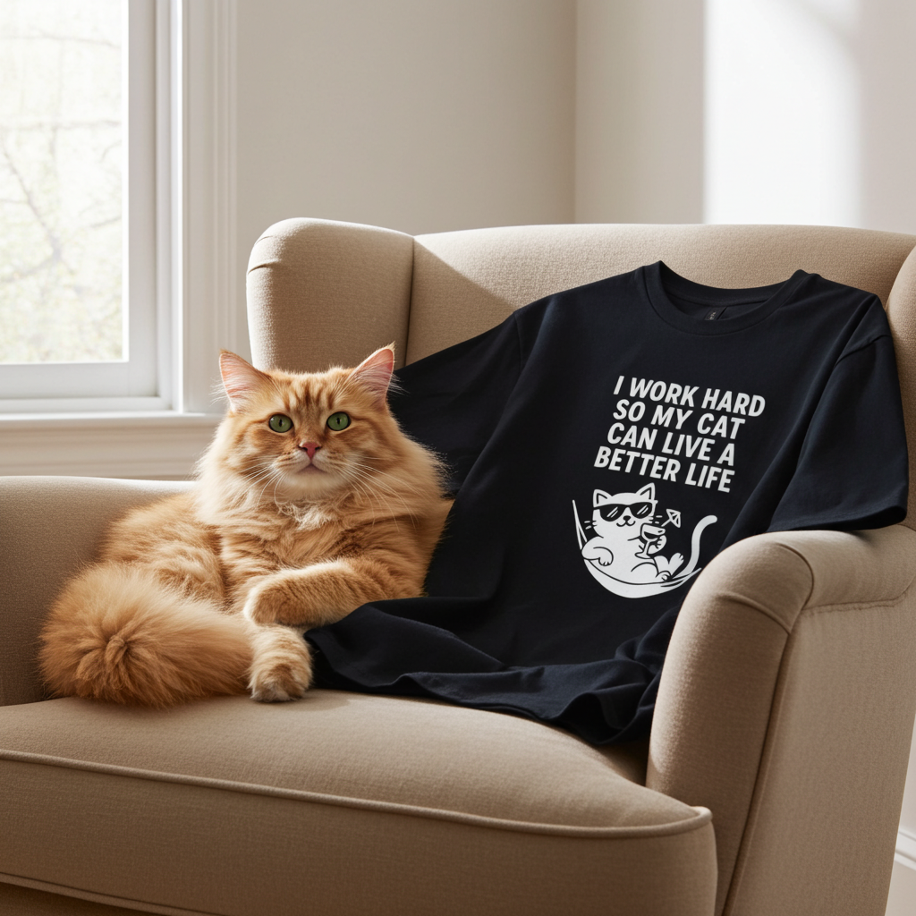 I work hard so my cat can live a better life