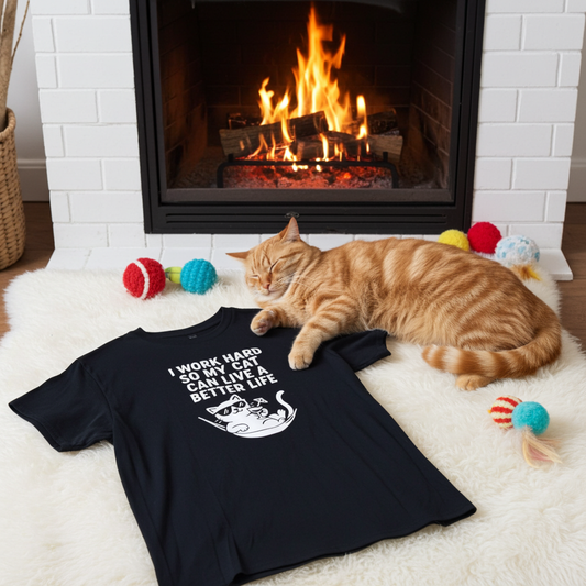 I work hard so my cat can live a better life