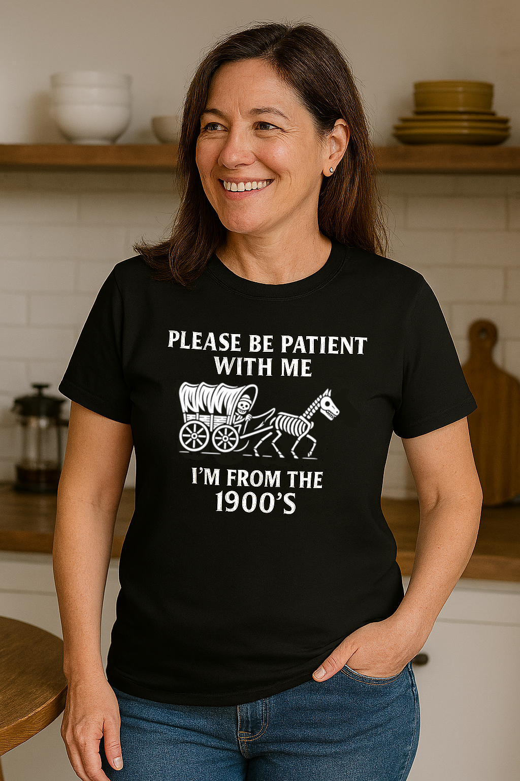 Please be patient with me - I'm from the 1900's - Grim Reaper vibe Wagon Skeleton