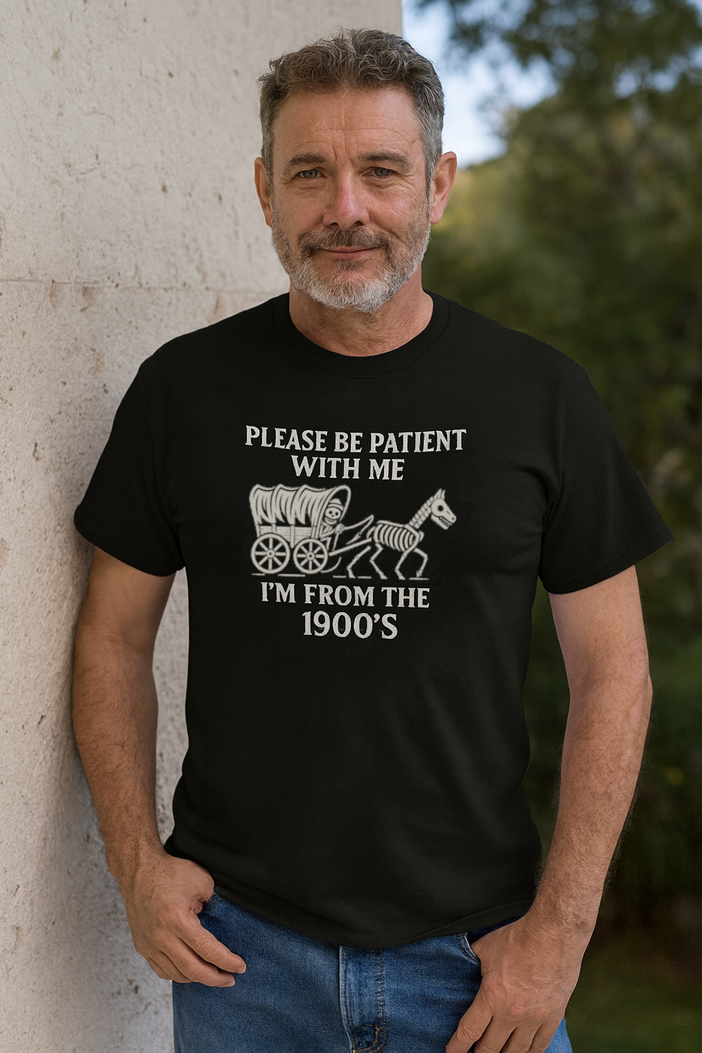 Please be patient with me - I'm from the 1900's - Grim Reaper vibe Wagon Skeleton